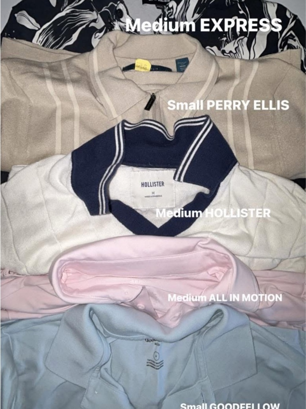 5 total men’s polo’s sizes s/m
